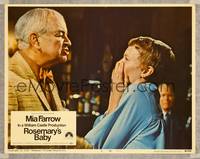 8j656 ROSEMARY'S BABY LC #2 '68 Roman Polanski, Mia Farrow recoils in fear from creepy old guy!
