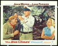 8j669 SEA CHASE LC #3 '55 sexy Lana Turner watches John Wayne putting binoculars on old person!
