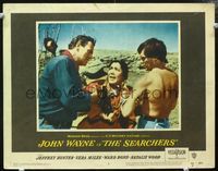 8j671 SEARCHERS LC #6 '56 John Ford, John Wayne & barechested Jeff Hunter confront Indian woman!