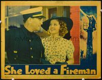 8j680 SHE LOVED A FIREMAN LC '37 close up of pretty Ann Sheridan smiling at Robert Armstrong!