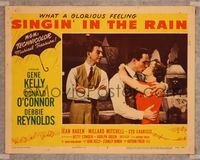 8j688 SINGIN' IN THE RAIN LC #5 '52 Donald O'Connor watches Gene Kelly & Debbie Reynolds kissing!