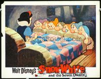 8j695 SNOW WHITE & THE SEVEN DWARFS LC R67 Disney, Snow White wakes up in bed with dwarves staring