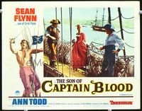8j698 SON OF CAPTAIN BLOOD LC #7 '63 sexy Ann Todd admired by two rough sailors on ship!