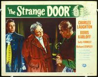 8j712 STRANGE DOOR LC #4 '51 Charles Laughton smiles at sorry looking Boris Karloff!