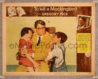 8j747 TO KILL A MOCKINGBIRD LC #2 '63 best close up of Gregory Peck as Atticus with Jem & Scout!