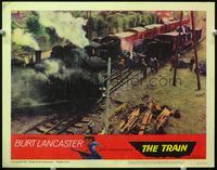 8j750 TRAIN LC #7 '65 John Frankenheimer, Nazi soldiers gather at railroad tracks by train wreck!