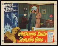 8j782 WHISPERING SMITH VS SCOTLAND YARD LC #2 '52 Richard Carlson holds man as he is being shot!