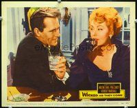 8j784 WICKED AS THEY COME LC #2 '56 c/u of bad girl Arlene Dahl having drinks with Phil Carey!