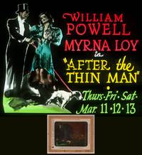 8k020 AFTER THE THIN MAN glass slide '36 different art of William Powell, Myrna Loy & Asta!