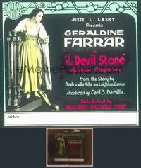 8k033 DEVIL STONE glass slide '17 Cecil B. DeMille, pretty Geraldine Farrar finds a cursed gem!