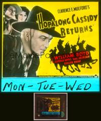 8k042 HOPALONG CASSIDY RETURNS glass slide '36 close up art of William Boyd as Hopalong Cassidy!