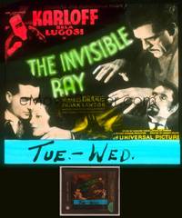 8k044 INVISIBLE RAY glass slide '36 Boris Karloff & Bela Lugosi in Universal horror/sci-fi!