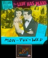 8k049 LADY HAS PLANS glass slide '42 close up of Ray Milland with pretty Paulette Goddard!