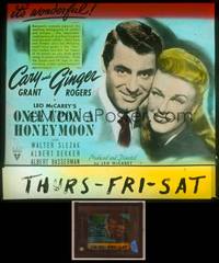8k055 ONCE UPON A HONEYMOON glass slide '42 smiling portrait of Ginger Rogers & Cary Grant!