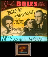 8k060 ROAD TO HAPPINESS glass slide '42 pretty Mona Barrie & John Boles in his greatest love story