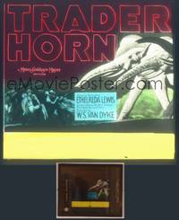 8k065 TRADER HORN glass slide '31 W.S. Van Dyke, cool art of big game hunters & elephants!