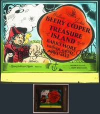 8k066 TREASURE ISLAND glass slide '34 art of Wallace Beery as Long John Silver & Jackie Cooper!