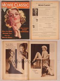 8k098 MOVIE CLASSIC magazine October 1932, art portrait of sexy Gwili Andre by Marland Stone!