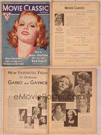 8k097 MOVIE CLASSIC magazine September 1932, art of Jean Harlow with red hair by Marland Stone!