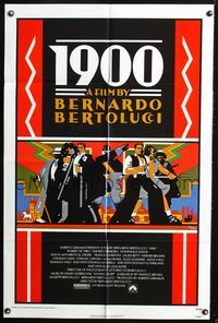 8m002 1900 1sh '77 Bernardo Bertolucci, Robert De Niro, cool Doug Johnson art!