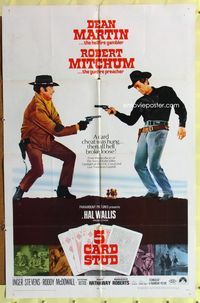 8m008 5 CARD STUD 1sh '68 cowboys Dean Martin & Robert Mitchum draw on each other!