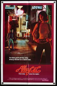 8m024 ALLEY CAT 1sh '84 sexy martial arts crime fighter Karin Mani on dead end street!