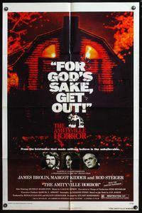 8m032 AMITYVILLE HORROR 1sh '79 AIP, great image of haunted house, for God's sake get out!