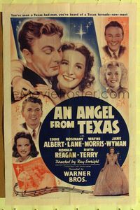 8m036 ANGEL FROM TEXAS 1sh '40 Eddie Albert, Rosemary Lane, Wayne Morris & Ronald Reagan!