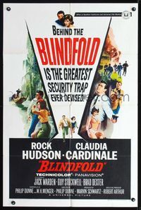 8m075 BLINDFOLD 1sh '66 Rock Hudson, Claudia Cardinale, greatest security trap ever devised!
