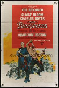8m093 BUCCANEER 1sh '58 Yul Brynner, Charlton Heston, directed by Anthony Quinn!