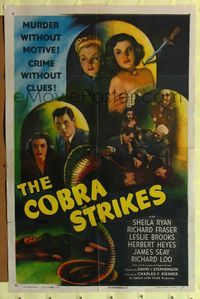 8m142 COBRA STRIKES 1sh '48 Charles Reisner, film noir, murder without motive!