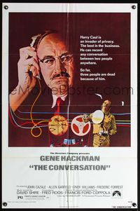 8m157 CONVERSATION 1sh '74 Gene Hackman is an invader of privacy, Francis Ford Coppola