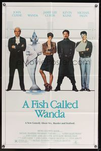 8m246 FISH CALLED WANDA 1sh '88 John Cleese, Jamie Lee Curtis, Kline & Palin in police line up!