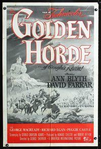 8m276 GOLDEN HORDE military 1sh '51 Marvin Miller as Genghis Khan, Ann Blyth!