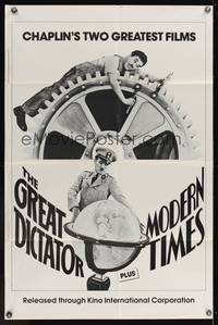 8m282 GREAT DICTATOR/MODERN TIMES 1sh '80s Charlie Chaplin double-bill, cool classic images!
