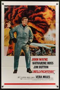 8m321 HELLFIGHTERS 1sh '69 John Wayne as fireman Red Adair, Katharine Ross, art of blazing inferno