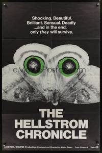 8m323 HELLSTROM CHRONICLE 1sh '71 cool huge moth close up image, only THEY will survive!