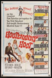 8m333 HOOTENANNY HOOT 1sh '63 Johnny Cash and a ton of top country music stars!