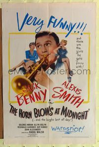8m334 HORN BLOWS AT MIDNIGHT 1sh '45 Jack Benny is an angel playing a trumpet to end the world!