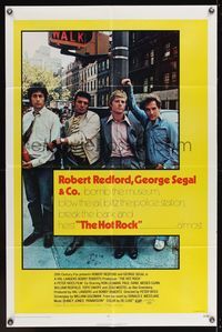 8m340 HOT ROCK 1sh '72 Robert Redford, George Segal, cool cast portrait on the street!