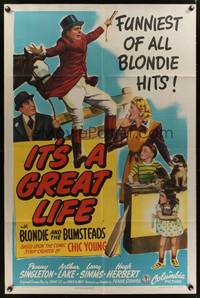 8m388 IT'S A GREAT LIFE 1sh '43 Penny Singleton as Blondie, Arthur Lake as Dagwood Bumstead!