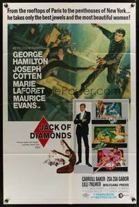 8m394 JACK OF DIAMONDS 1sh '67 George Hamilton steals jewels & sexy women from Paris to New York!