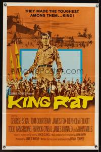 8m419 KING RAT 1sh '65 art of George Segal & Tom Courtenay, James Clavell, World War II POWs!