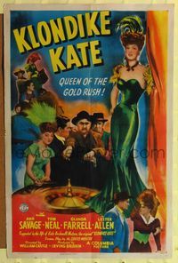 8m427 KLONDIKE KATE 1sh '43 directed by William Castle, sexy Ann Savage & Tom Neal!