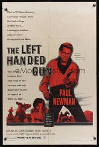 8m456 LEFT HANDED GUN 1sh '58 great image of Paul Newman as Billy the Kid!