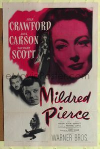 8m513 MILDRED PIERCE 1sh '45 Michael Curtiz, Joan Crawford is the kind of woman most men want!