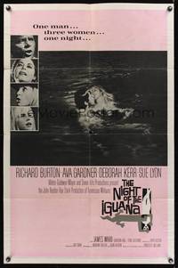 8m562 NIGHT OF THE IGUANA 1sh '64 Richard Burton, Ava Gardner, Sue Lyon, Deborah Kerr, John Huston