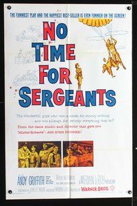 8m574 NO TIME FOR SERGEANTS 1sh '58 Andy Griffith, wacky Air Force paratrooper artwork!