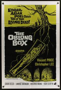 8m591 OBLONG BOX int'l 1sh '69 Vincent Price, Christopher Lee, Edgar Allan Poe, cool horror art!
