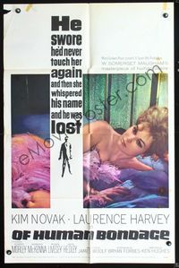 8m596 OF HUMAN BONDAGE 1sh '64 super sexy Kim Novak can't help being what she is!